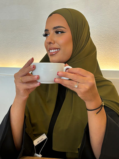 Hijab Vert Kaki Jersey Premium