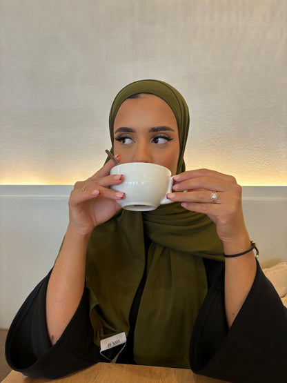 Hijab Vert Kaki Jersey Premium