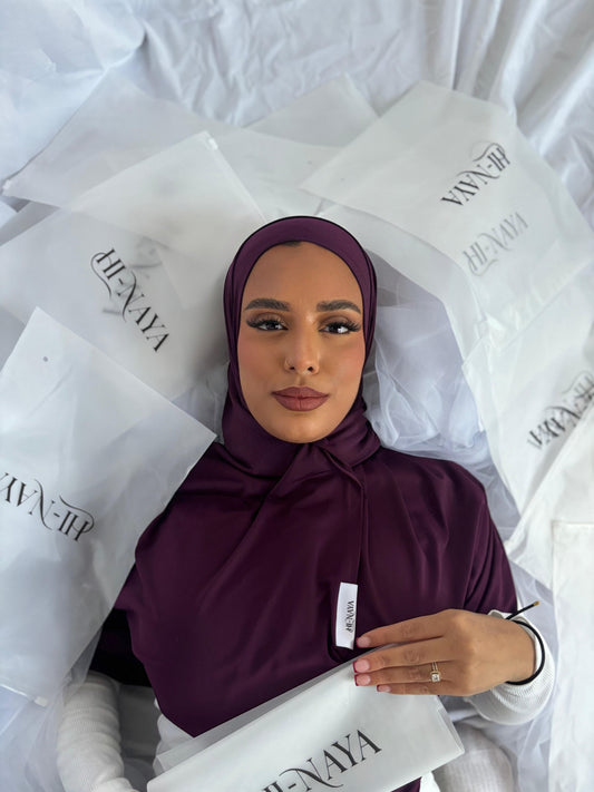 Hijab Aubergine Jersey Premium